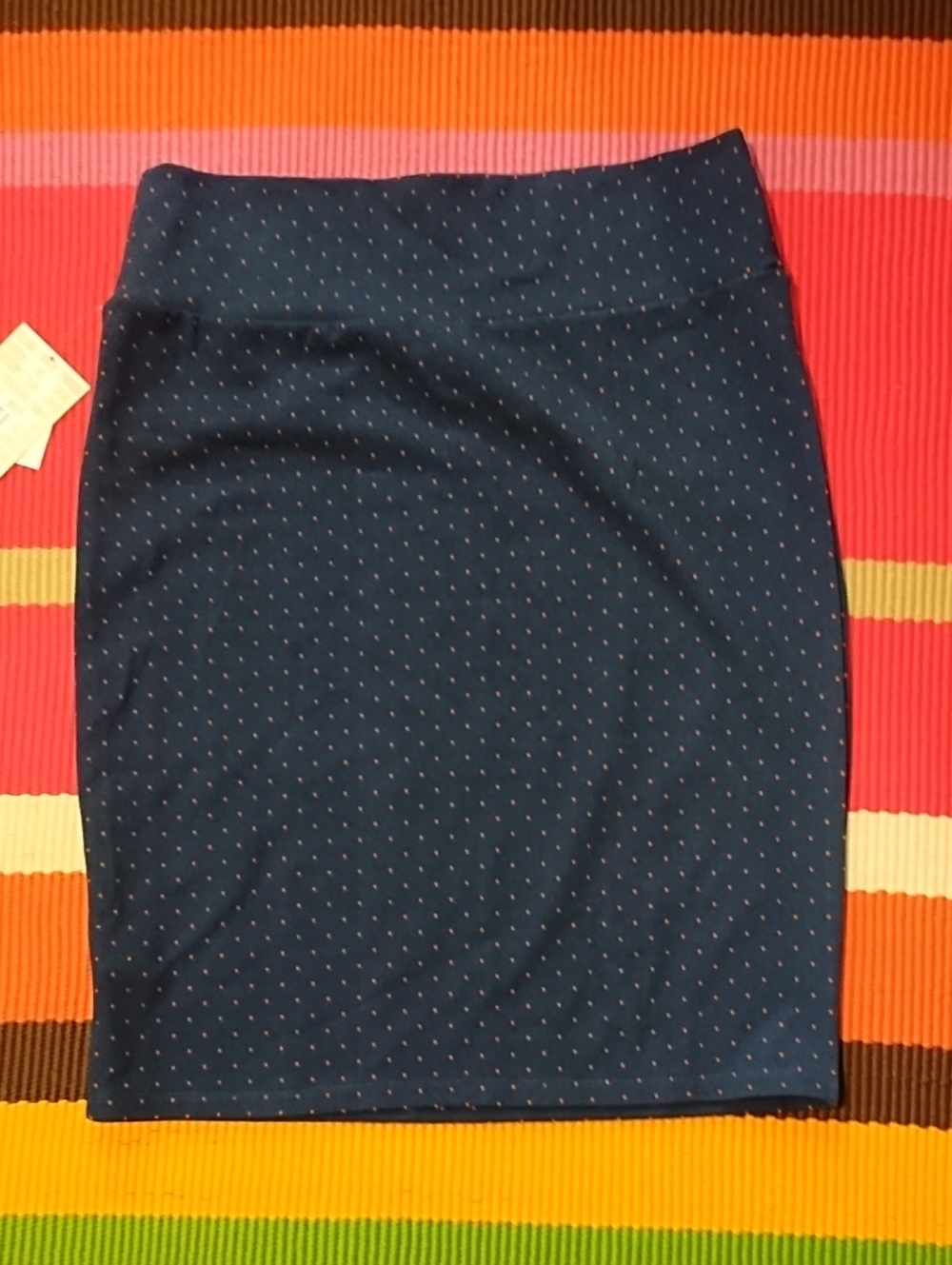 LuLaRoe NWT XL Navy Pencil Skirt with Tiny Pink Dots.